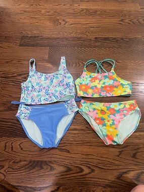 BOTH FOR $25 Cat & Jack Girls' Blue and Multi Floral Two-Piece Swim Sets